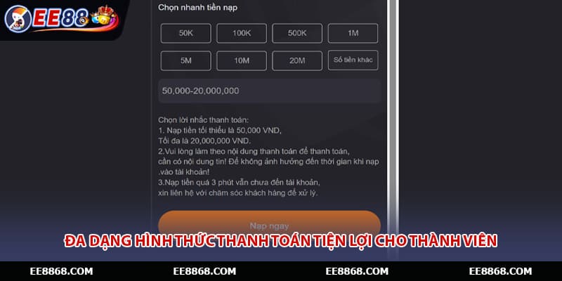 Đa dạng hình thức thanh toán tiện lợi cho thành viên